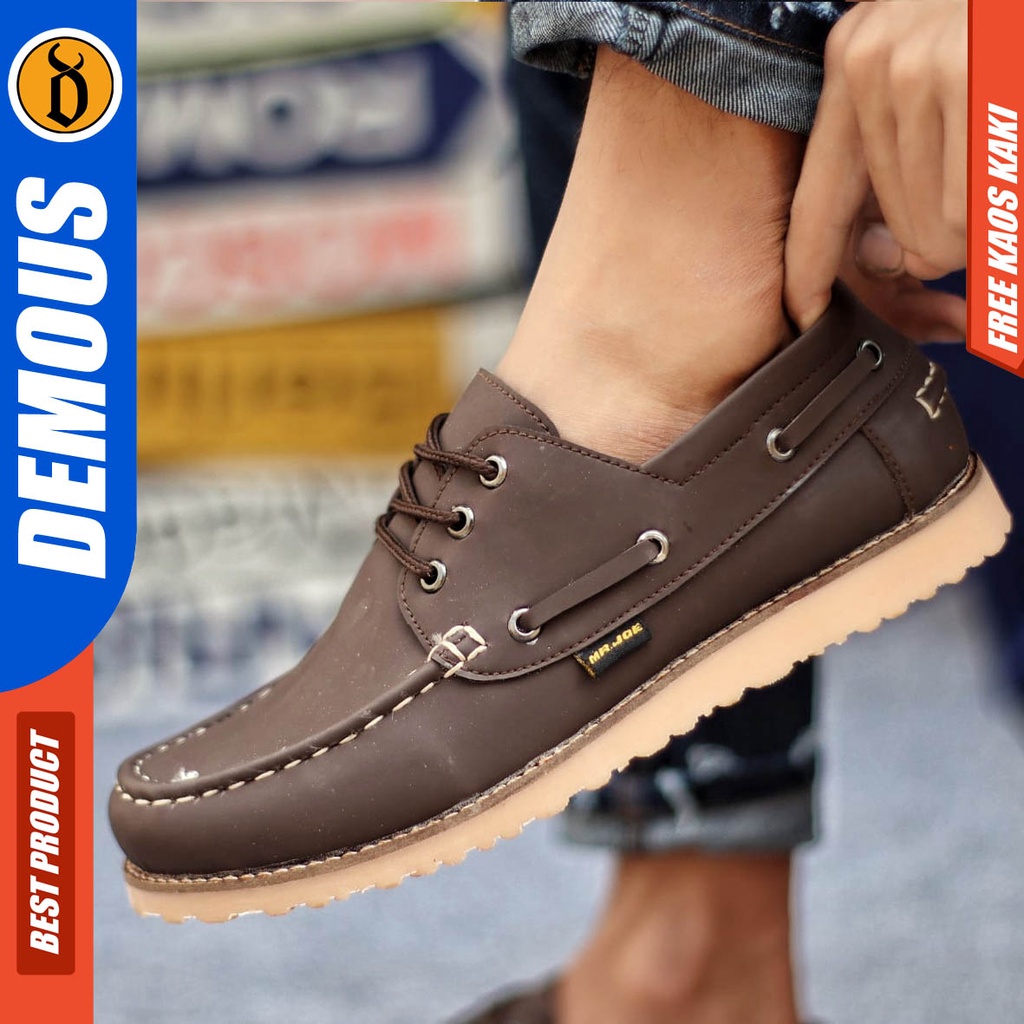 DEMOUS Sepatu Kasual Pria Formal Kulit Pu Kerja Hitam Nerson