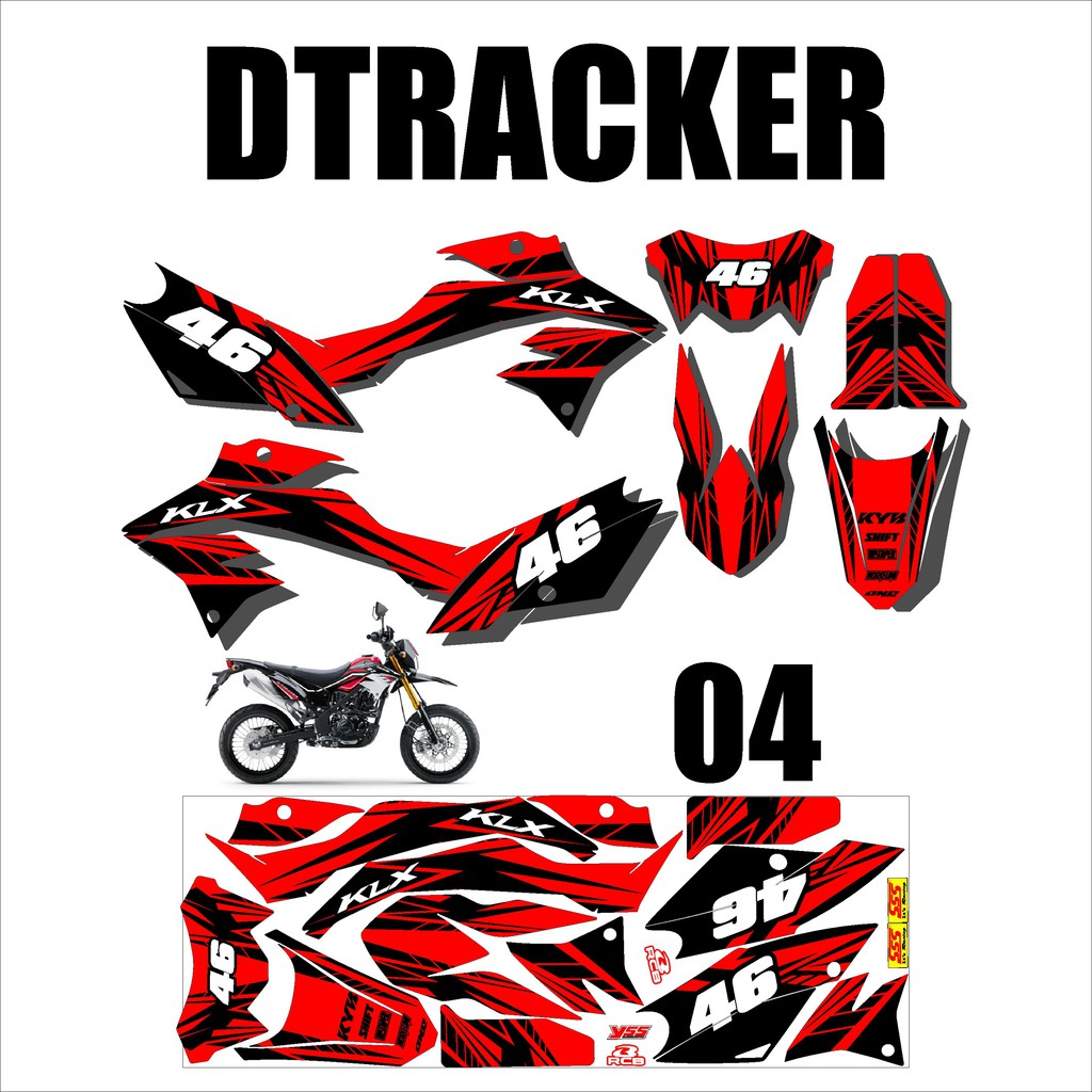 STRIPING STICKER KEREN MOTOR KLX D TRACKER K.04