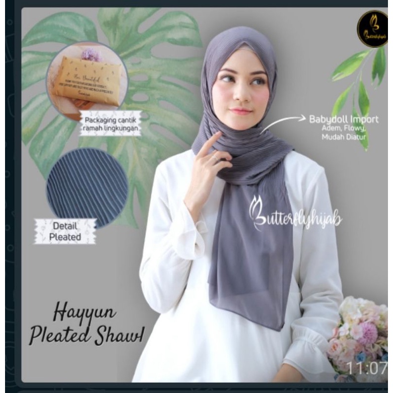 HAYYUN PLEATED SHAWL BATCH 2 HIJAB KEKINIAN MODERN SIMPEL HIJAB CANTIK PASHMINA MODERN