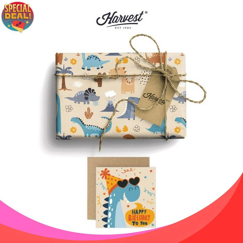 

MURAH Paket Kertas Kado Kartu Ucapan Harvest Wrap Kit Playground Dino
