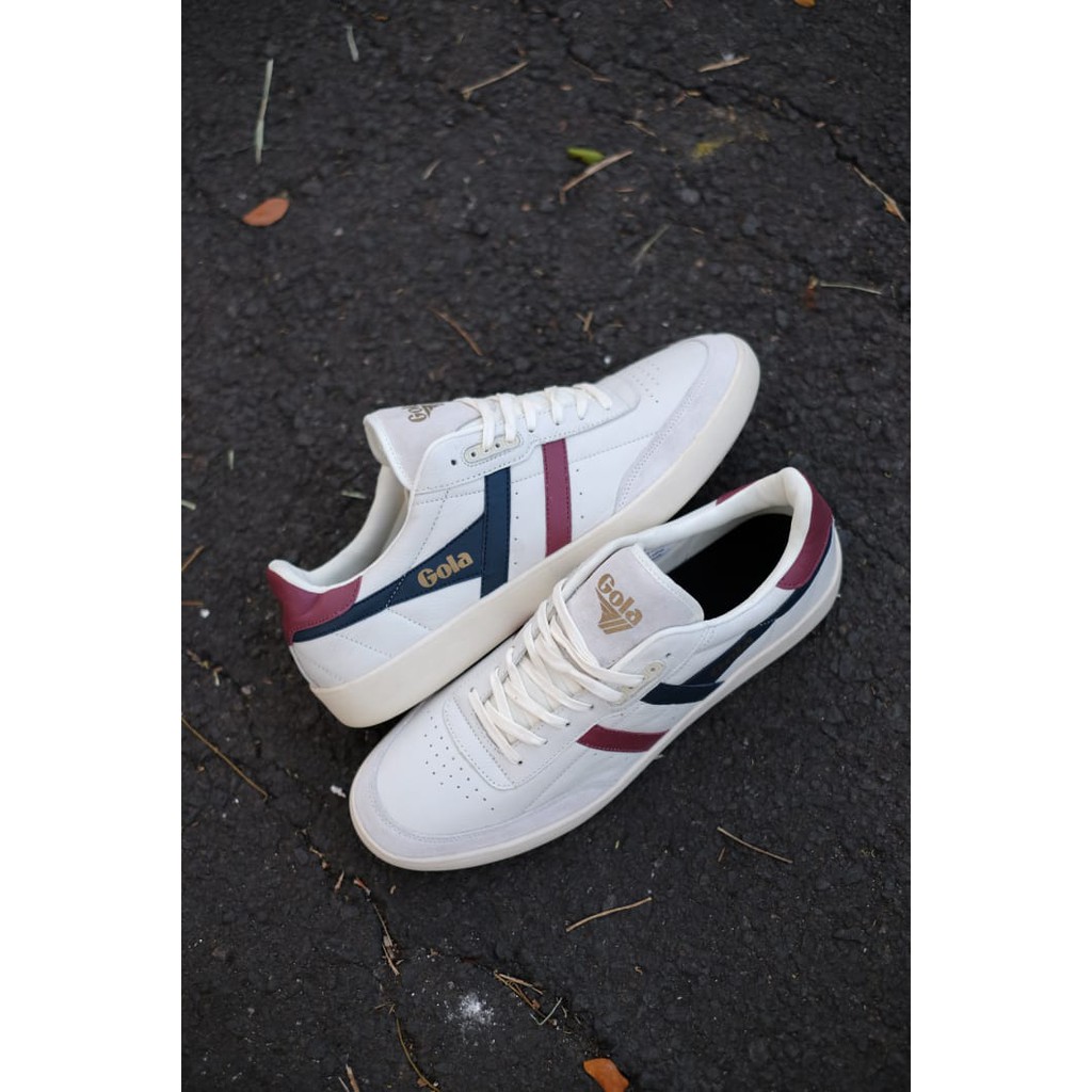 Sepatu Original Gola Classic White Cream List Red Navy