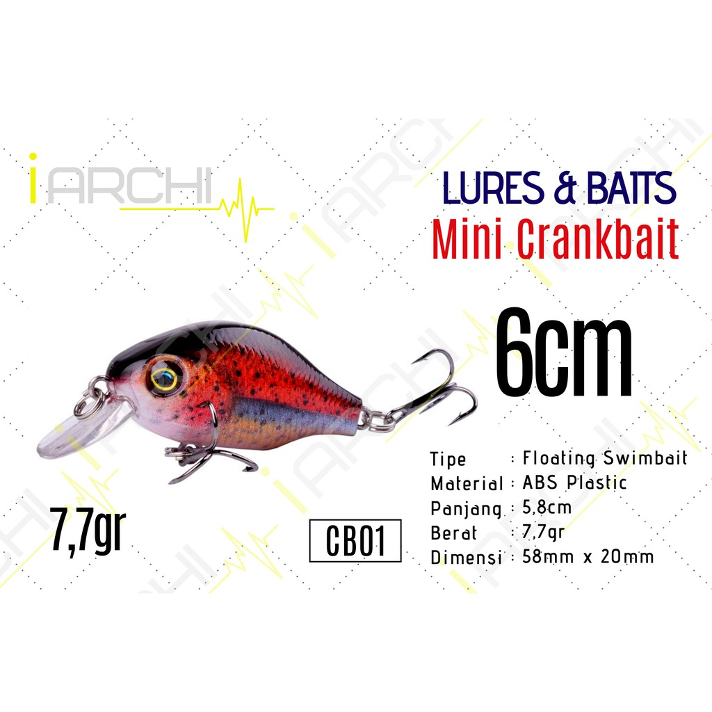 Mini Crankbait 6 cm Swimbait lure 7,7 gr Floating Crank Bait Minnow