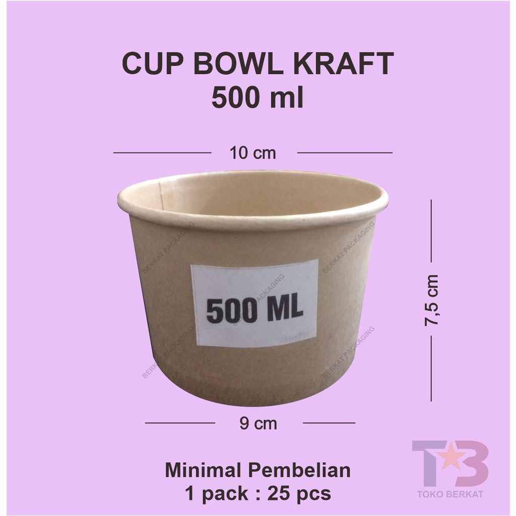 Cup Bowl Kraft 500ml 17oz STARPACK TANPA TUTUP / Paper Bowl Kraft 500ml 17oz / Mangkuk Kertas / Soup