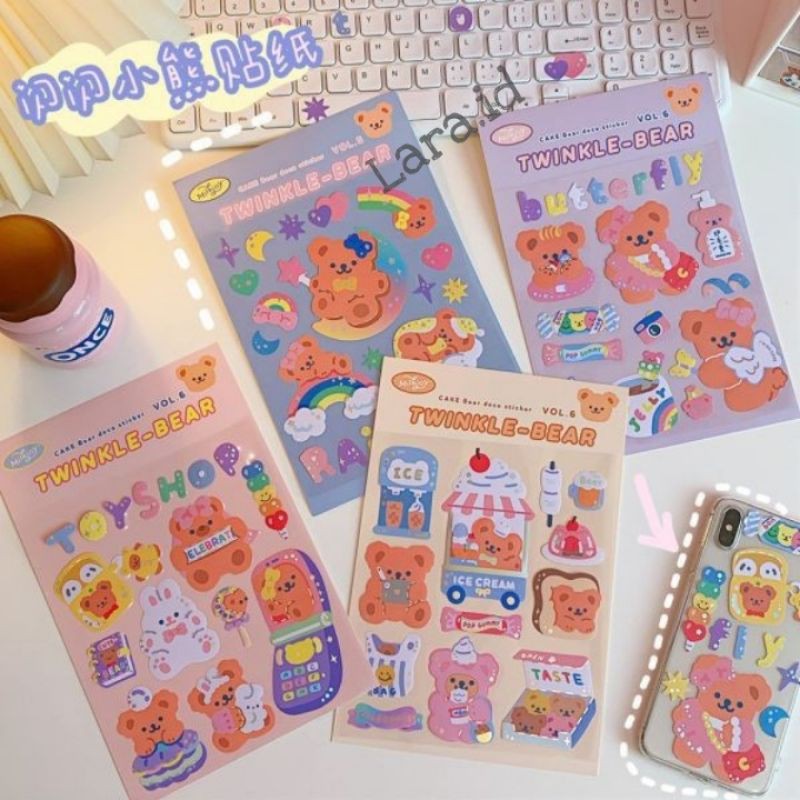 

Twinkle-Bear Stiker Sheet /Stiker Lucu /Stiker Tumbler