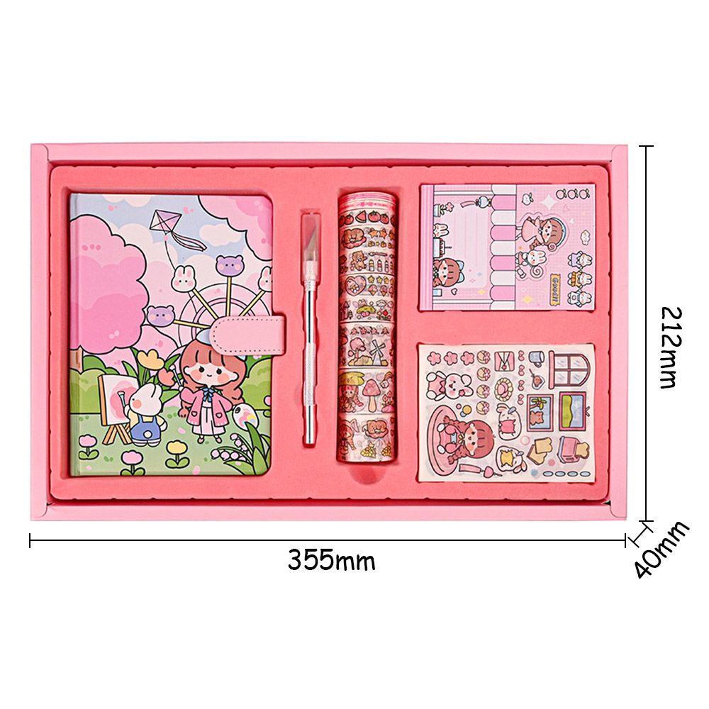 Top Hand Ledger Set Portable Mini Girl Heart Sticker Tape Bahan Diary Book