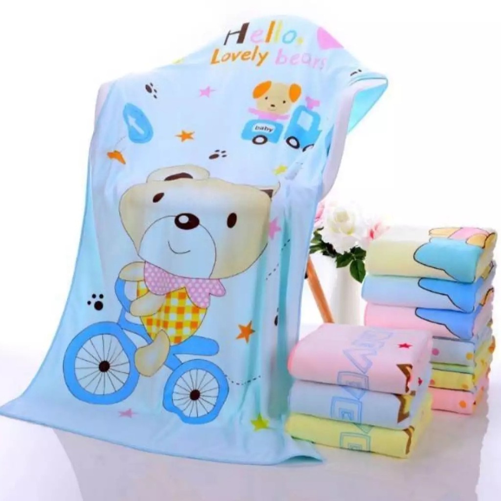 Handuk Bayi | Handuk anak 50x100cm Microfiber MOTIF Premium Quality | Baby Towel | Handuk Mandi Microfiber Super Lembut