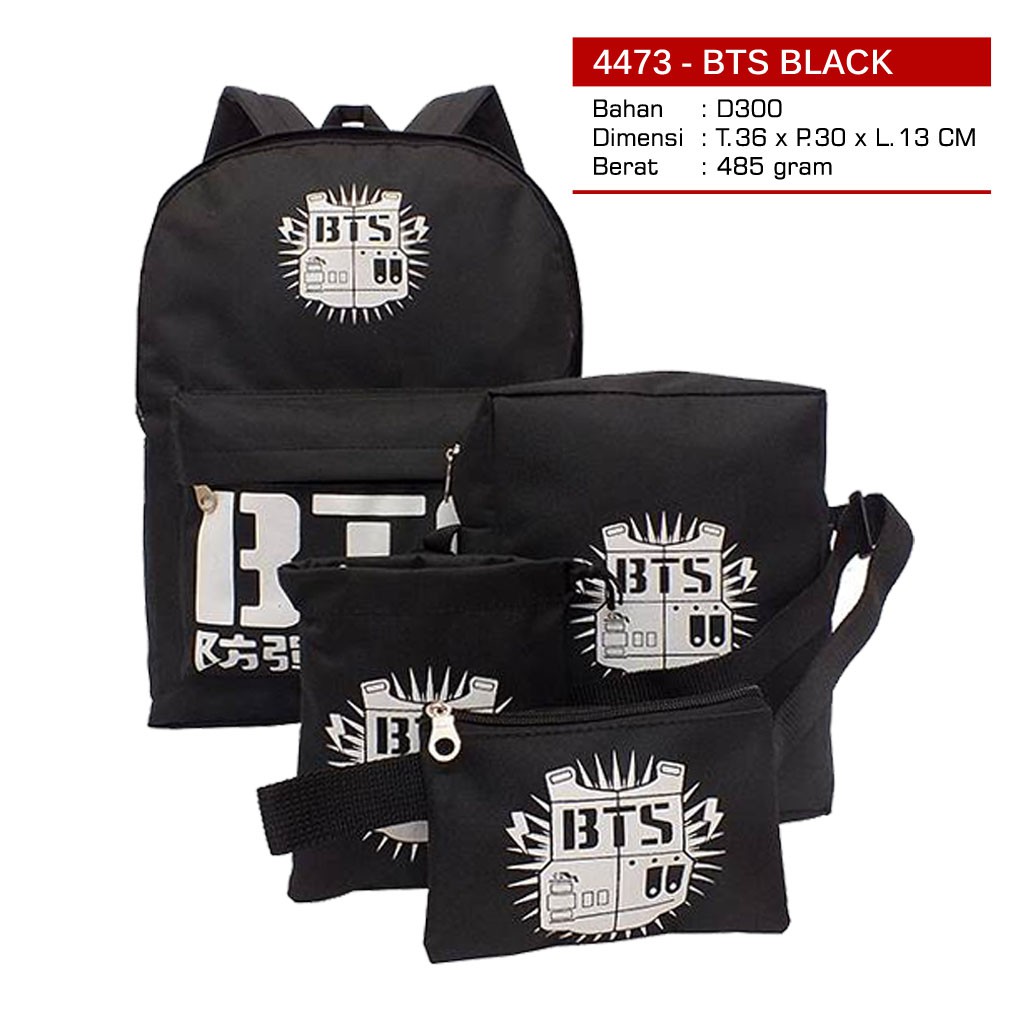 Ransel Set Kpop BTS  Dapat 4 Tas  Tas  Sekolah  Unisex 