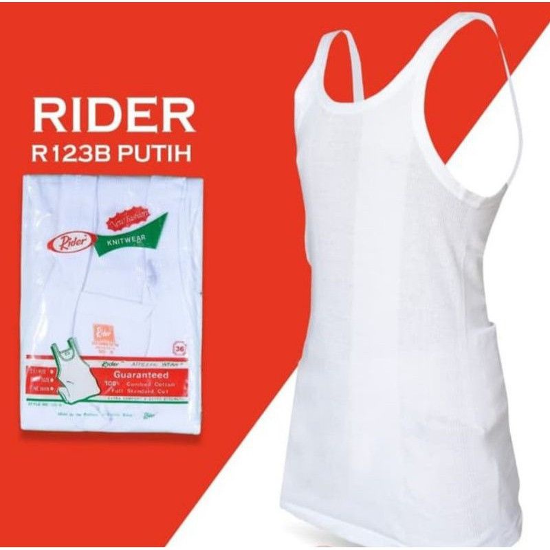 3 pcs SINGLET DEWASA PUTIH R123B RIDER 32-42 ADEM/RIDER SPORT/