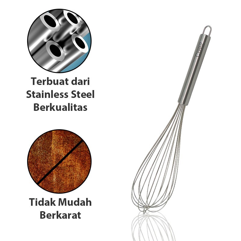 CYPRUS AD 1093 - Pengocok Telur Stainless Steel / Hand Egg Beater 30 cm