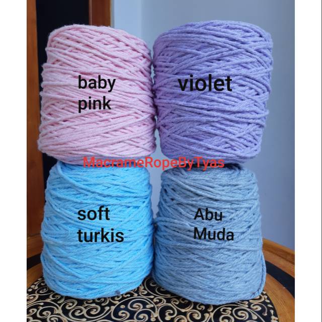 Benang katun premium warna, benang macrame