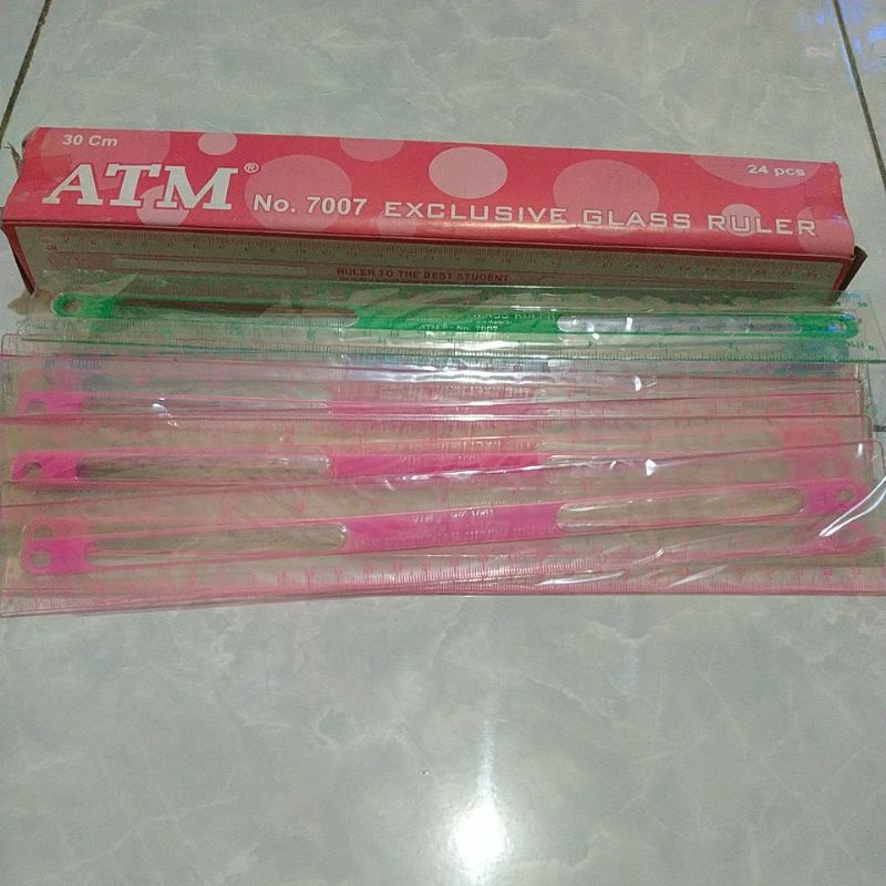 

penggaris plastik ATM 30cm harga tertera per 1 box isi 24pcs