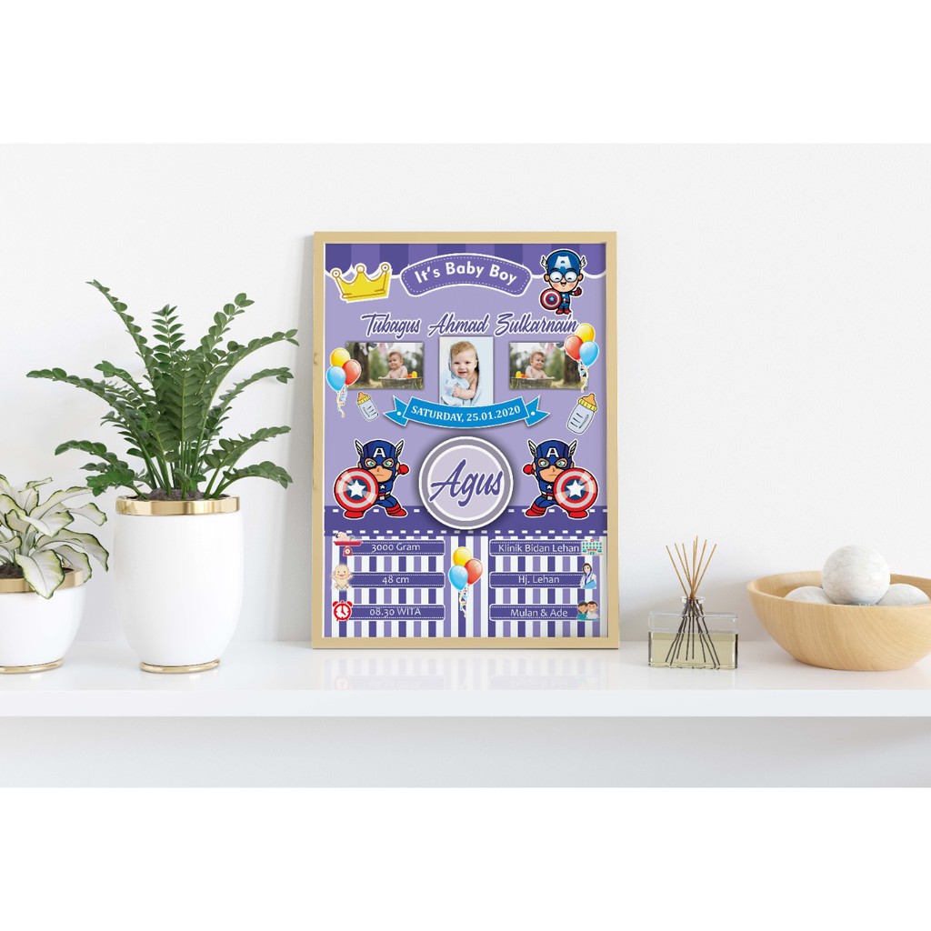 Baby Bio | Baby Frame | Kado Bayi | Foto Bayi Pigura | Nama Bayi | Biodata Bayi (Potrait)