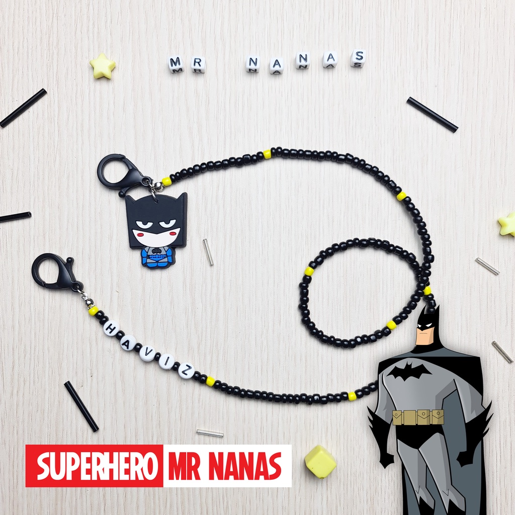 Strap Masker Superhero Anak Laki-laki FREE NAMA Gantungan Kalung Masker Anak Motif Pahlawan