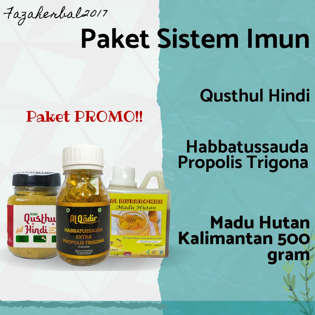 Promo paket sistem imun Qusthul hindi madu habbatusauda extra propolis