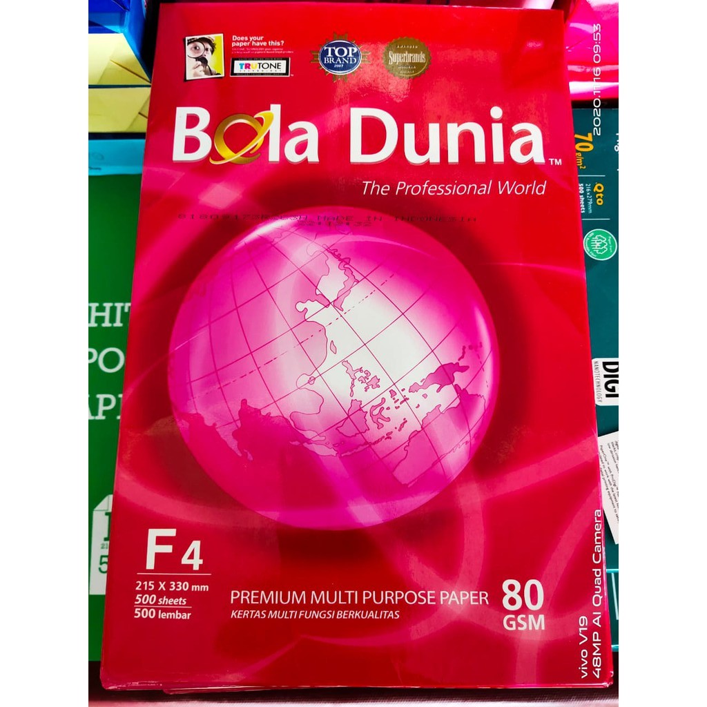 

BOLA DUNIA F4 80 gsm - Kertas HVS putih 1 Rim (500 lembar )