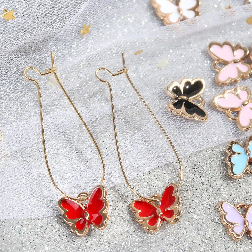 Top 10PCS Butterfly Charms Hadiah Temuan Kalung DIY Aksesoris Alloy Enamel