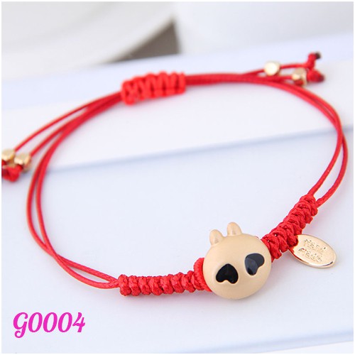 Rena Gelang Bracelet Aksesoris Wanita Fashion Korea Charm Panda Emas Tali Merah G0004