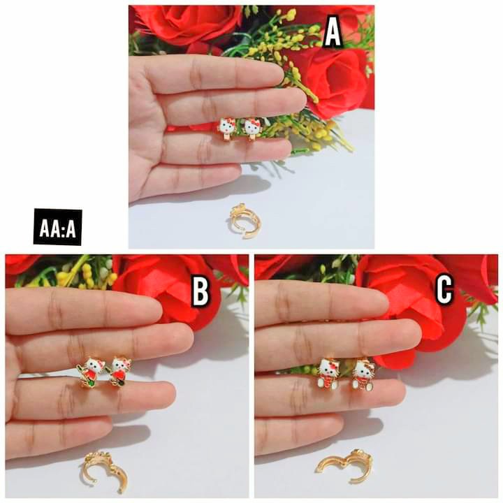 Anting TITANIUM Anak Jepit Karakter varian motif perhiasan Anak Gold dan Silver (COD)