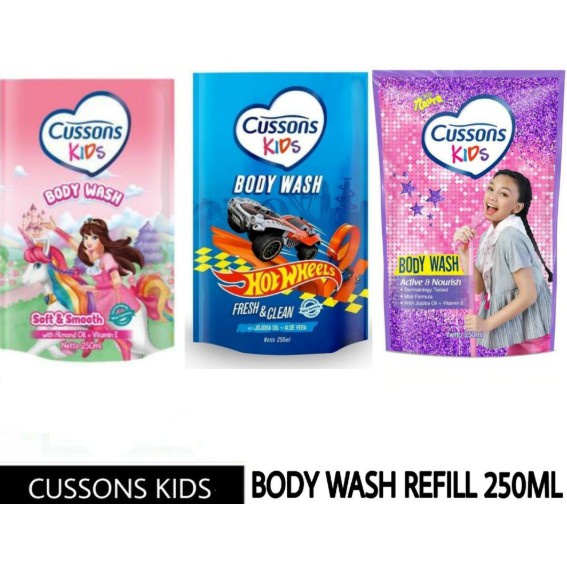 REFILL 250ML Cussons Kids Body Wash Active &amp; Nourish | Unicorn Soft &amp; Smooth | Hot Wheels Fresh &amp; Clean - Sabun Mandi Anak_Cerianti