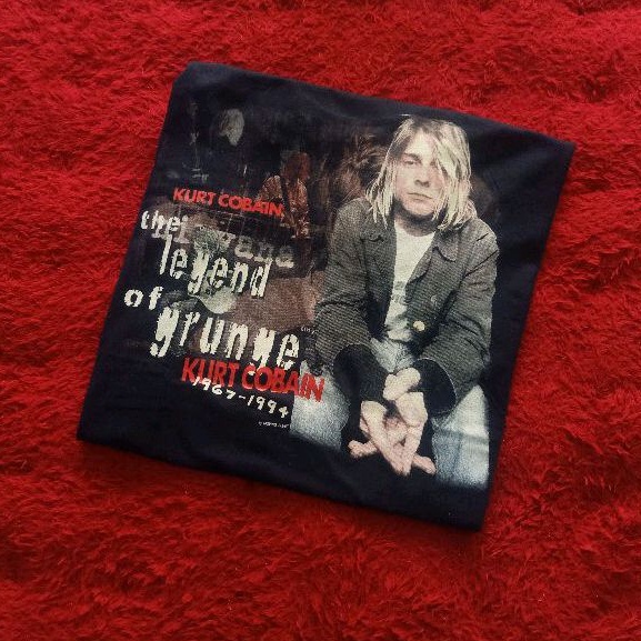 Kaos Band Nirvana Kurt Cobain Bootleg Tag Moving Blue Vintage