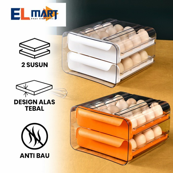 Kotak Penyimpanan Telur 2 Susun Mika Transparan Egg Box 32 Butir EB01