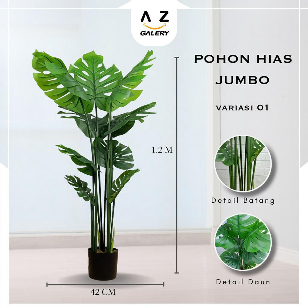 Pohon Monstera Pot Tanaman Hias Artificial Monstera Plastik PBP127 Azgalery