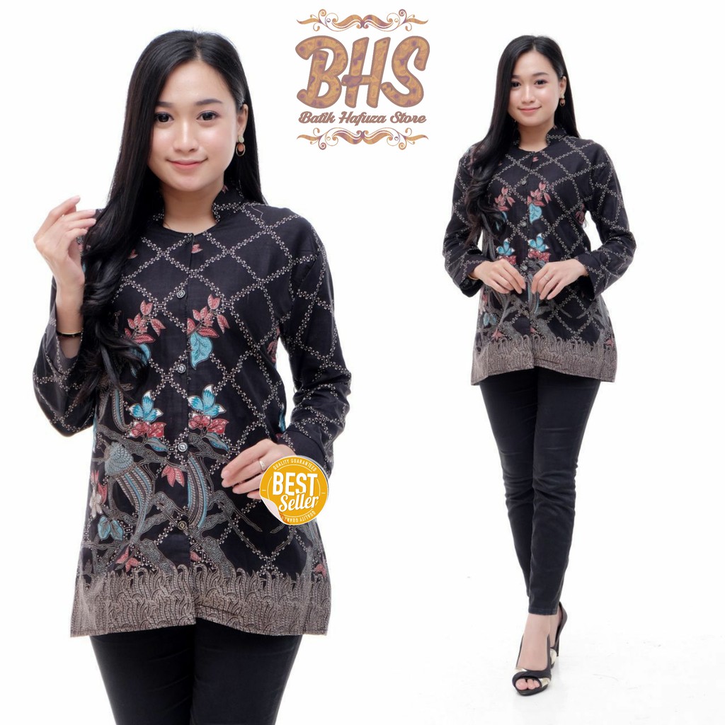 tey-17 Batik wanita ASJ SA HRB026 Kenongo Kemeja Tosca Pendek-Jaring