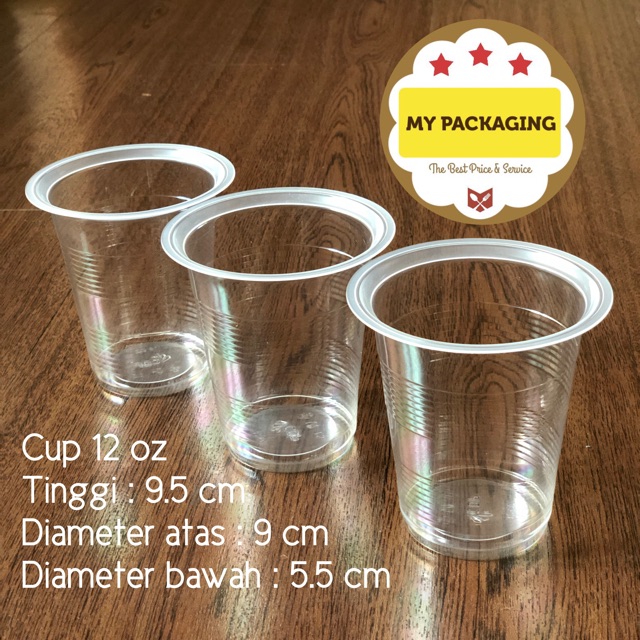 Gelas Cup Plastik 10oz 12oz 14oz 16oz (50 Pcs) - BERAT 4GR merek GRAPE Cocok untuk Usaha Minuman - Tea ThaiTea Juice Milk Choco Coffee kopi teh boba Pop ice jus es buah Kolak Rujak - Bisa di press tanpa tutup