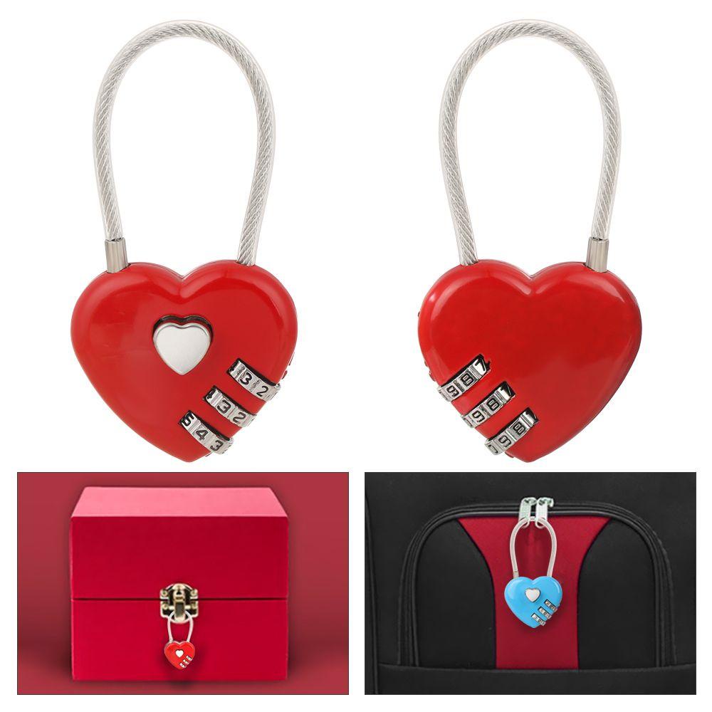 Preva 1pc Heart Shaped Lock Locker Case Supply Luar Dial Kombinasi Koper Travel Kode Valentine Day 3digi Password