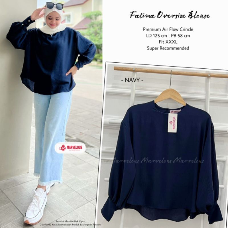 FATIMA OVERSIZE BLOUSE BY MARVELOUS (BLOUSE WANITA) Blouse muslimah polos modern rekomended
