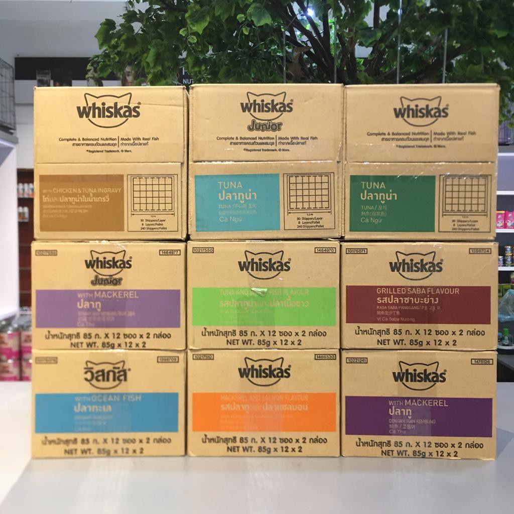 MAKANAN KUCING BASAH WHISKAS  1 DUS ISI 24 ALL VARIAN RASA