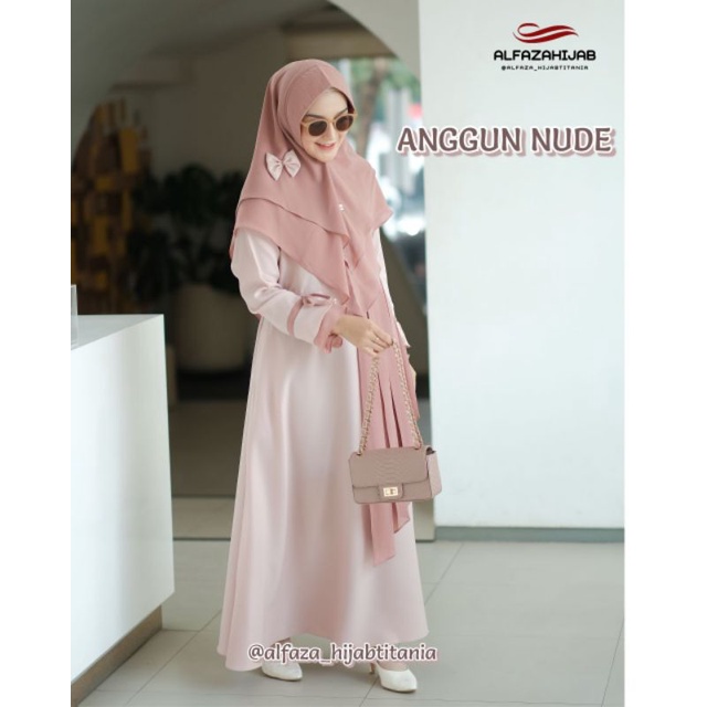 Alfaza Hijab || Gamis Anggun Set Hijab Bonus Pita