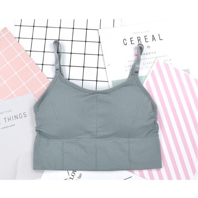 MAY STAR Bra Wanita Bra Polos Yoga Bra Push Up Tanpa Kawat Sport Bra Impor murah B3-Bra-3 Abu