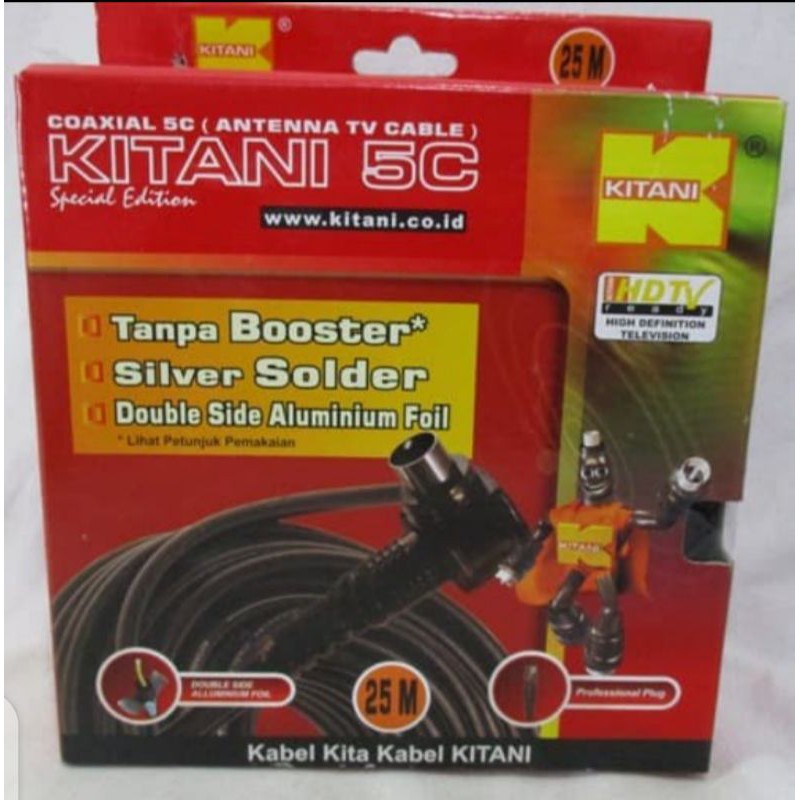 Kabel Antena Tv Kitani Coaxial 5C+Jek 25 Meter Full Tembaga Kabel Tv Ke Antena Kabel Antena Kabel antena tanpa booster kabel antena berkualitas kabel antena murah kabel antena kabel parabola antena hd antena digital kabel antena terbaik kabel CCTV