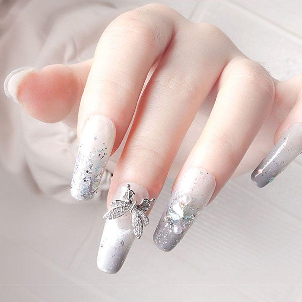 MXBEAUTY 3d Butterfly Nail Rhinestones Shiny Manicure Nail Art Perhiasan Busur Mewah Zirkon