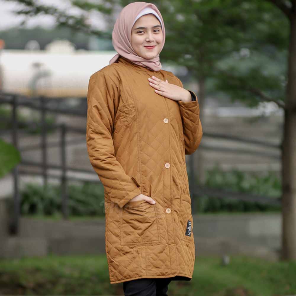 Jaket Jacket Panjang Wanita Cewek Cewe Muslimah Hijabers Hijaket Kekinian Terbaru Hijacket HJ BLV-Marigold