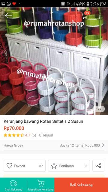 Keranjang Bawang Rotan Sintetis 2 Susun