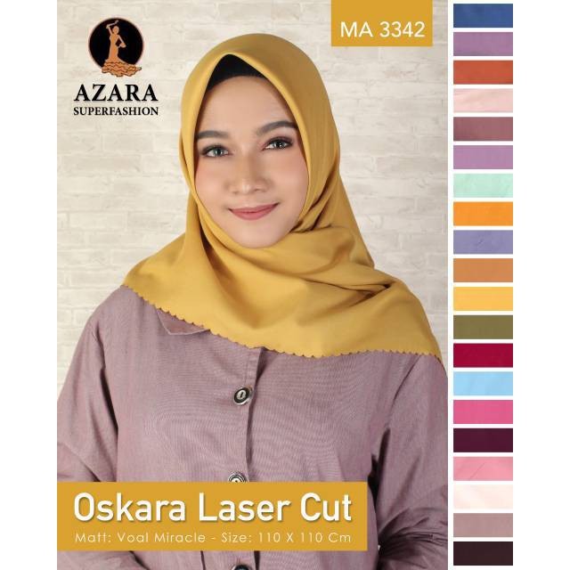 PAKET HEMAT  ISI 3pcs Azara Oscara Lasercut/ Hijab Segi Empat Oscara Azara/ HIJAB SEGI EMPAT JILBAB SEGIEMPAT VOAL AZARA OSKARA LASERCUT OSCARA KERUDUNG POLOS PREMIUM