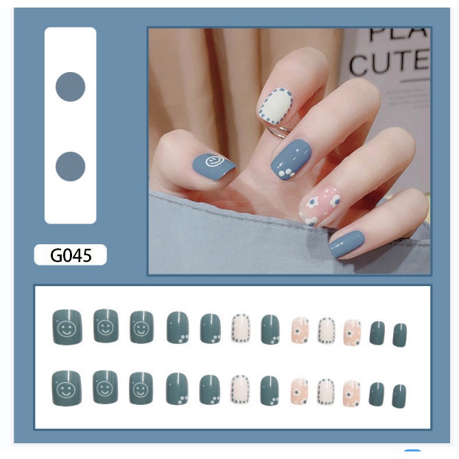 3D Kuku Palsu 24pcs/(FREE LEM)Set DIY Instant Nail Art Fake Nails Bridal Wedding Akrilik/24 pcs Kuku Palsu 3D / Stiker Kuku Palsu / Kuku Palsu Premium With Box/ Pemoles Kuku-G045