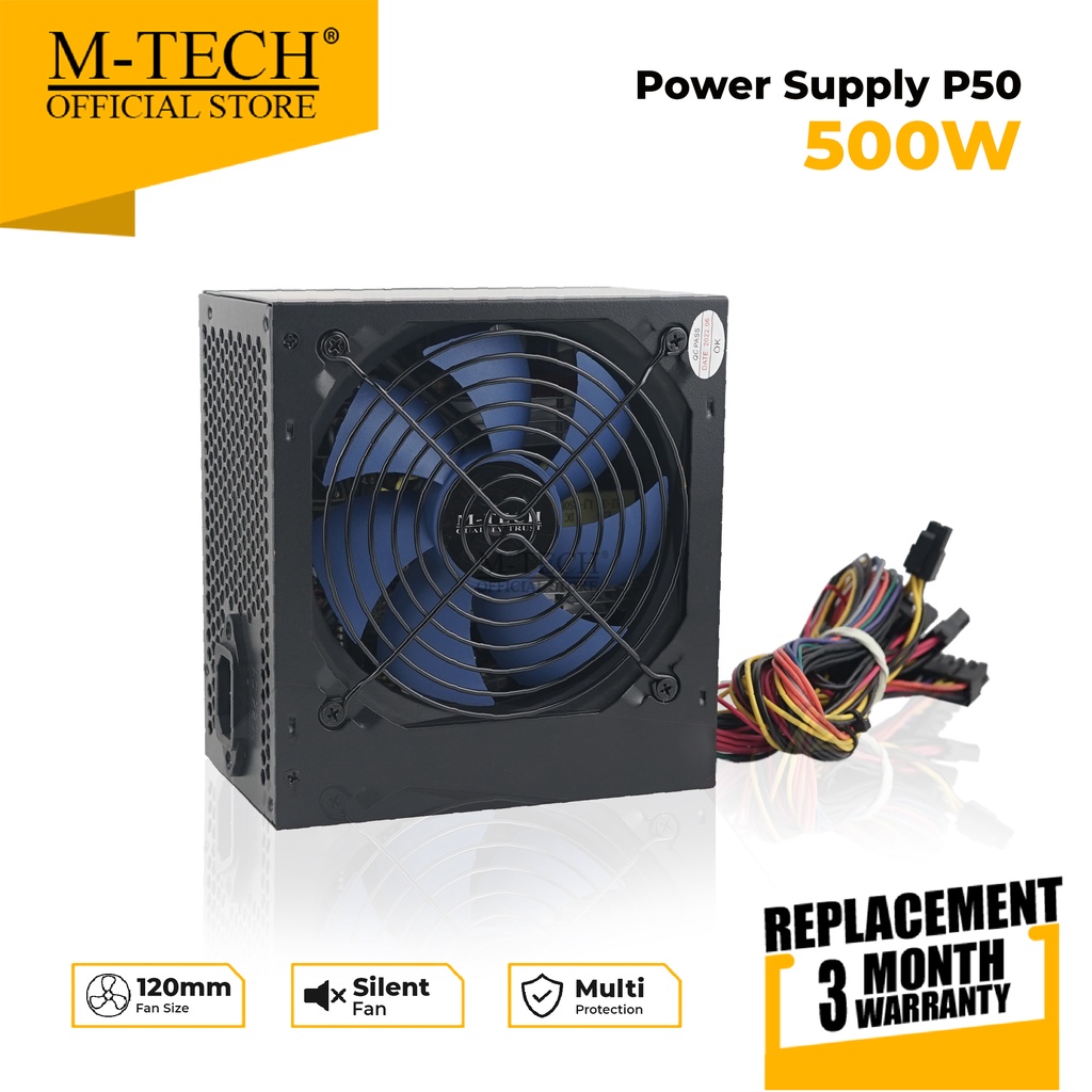 Power Supply M-Tech 500watt / PSU Komputer 500W Fan 12cm Original