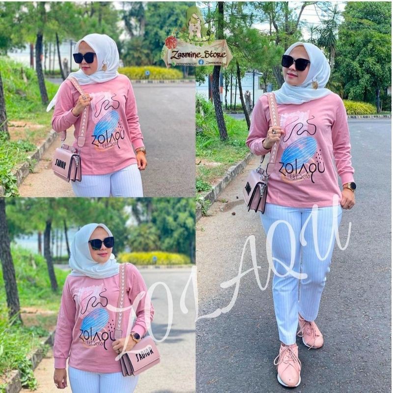 Kaos Lengan Panjang // Atasan Wanita Tangan Panjang // Kaos Wanita Motif // Kaos Zolaqu