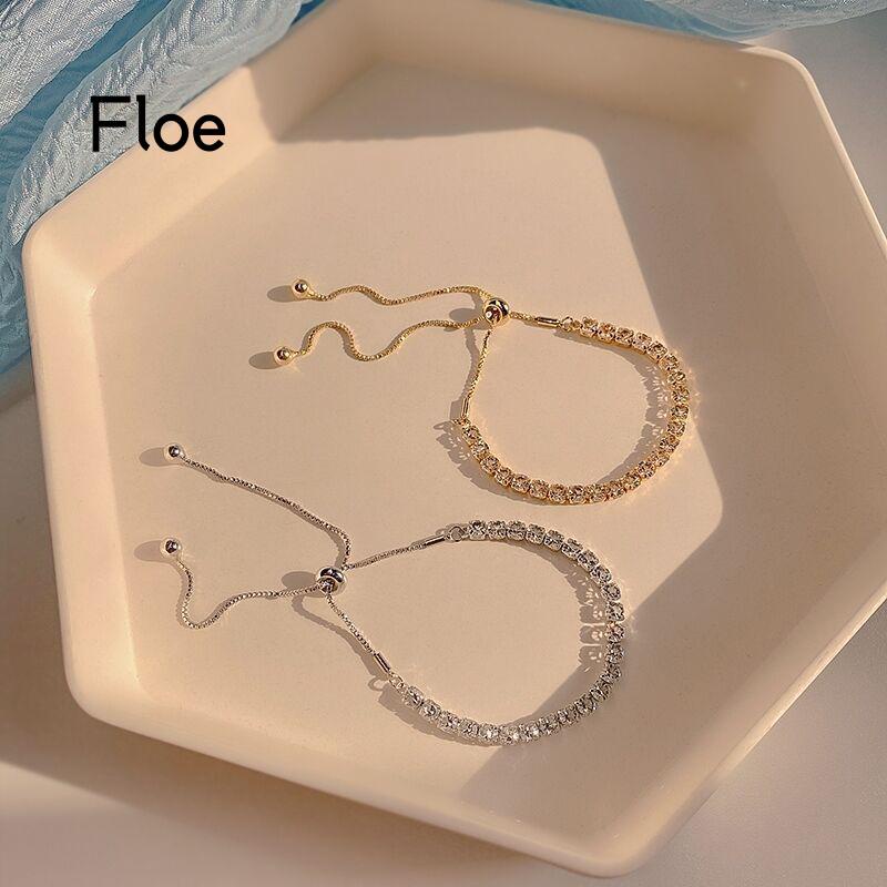 Fl Gelang Tangan Wanita Hias Zircon Adjustable Untuk Musim Panas