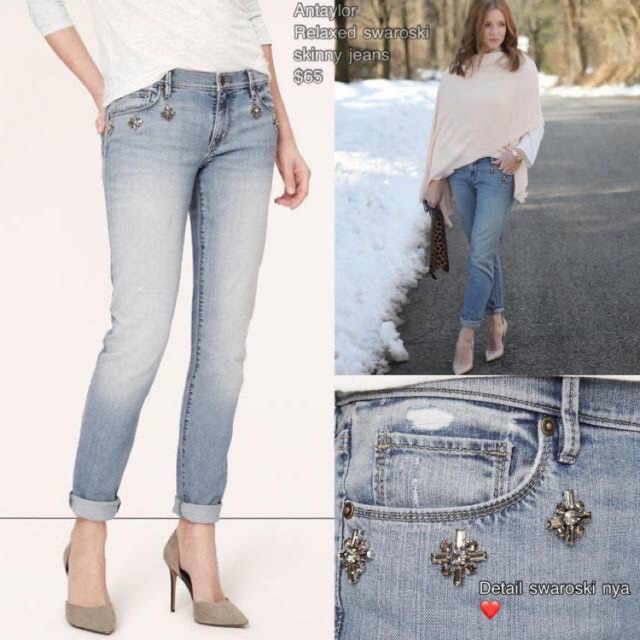 Ann Taylor LOFT relaxed jewel skinny jeans