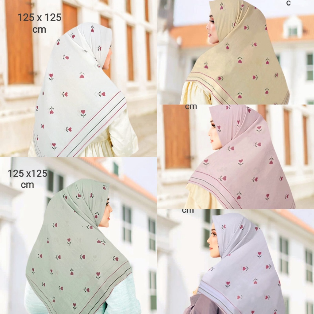 Promo !! Hijab Voal Syar'i Ukuran 125 x 125  Terbaru Jilbab Segiempat Syar'i Jumbo Kerudung Voal Motif Tulip