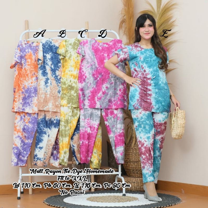 Mav_boutique One Set Pajamas Tie Dye Viral Termurah Piyama Jumbo