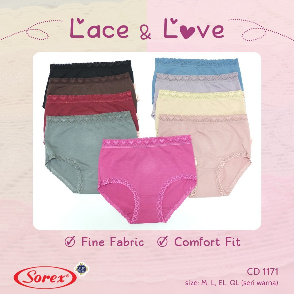 KL | CELANA DALAM WANITA CD SOREX BAHAN KATUN KARET RENDA ART 1170 &amp; 1171