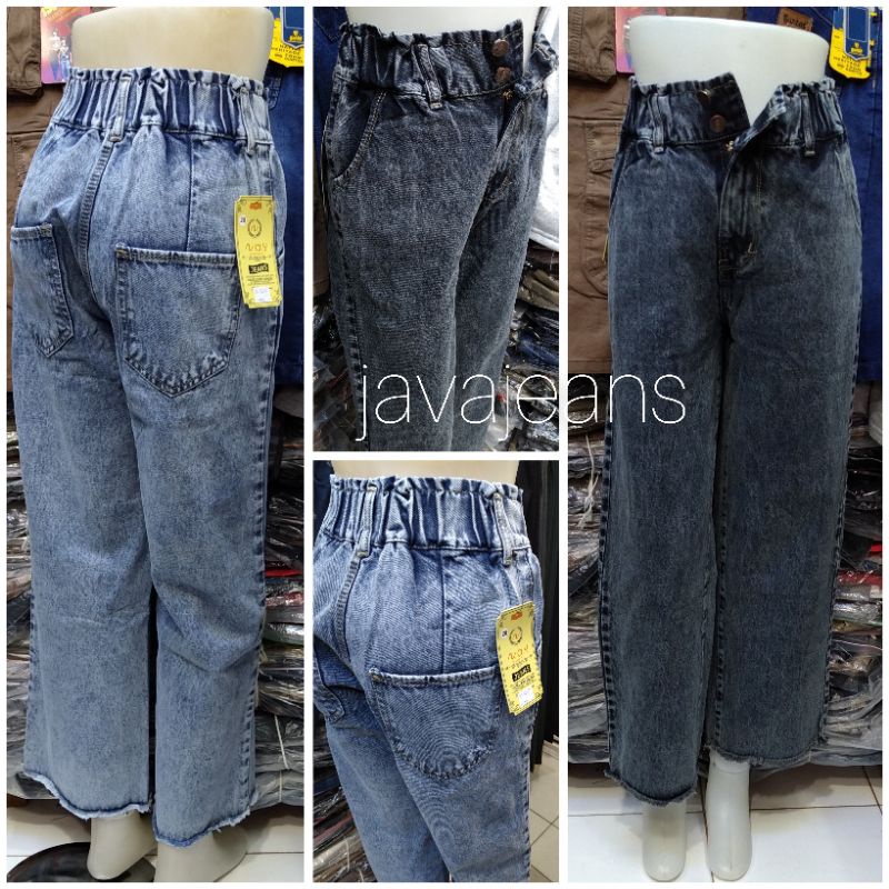 KULOT JEAN'S SNOW NAY "original" / Celana wanita kulot jeans pinggang karet rawis bawah