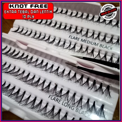 Bulu Mata Tanam KNOT FREE 10 PLY Bulumata Tanam Eyelash Extension EXTRA TEBAL LENTIK Flare 60 HELAI