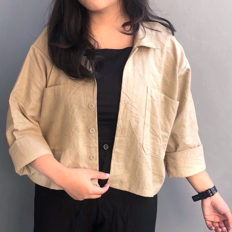 Kemeja Gita Rami basic Shirt//kemeja crop top