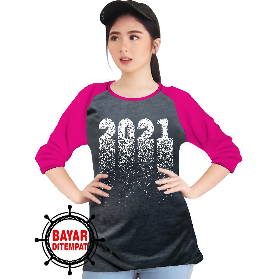 Kaos Raglan (NY2021)/Kaos Wanita Lengan 3/4/ Kaos Wanita/ Kaos Cewek/ Kaos Oblong/Misty